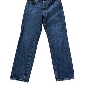 Madewell Women’s Longline Straight Dark Wash Denim Button Fly Jeans 30T